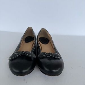 Women's Lands' End Black Leather Flat Shoes 8.5